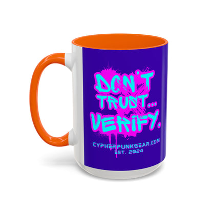 Don't Trust...Verify. Dark Purple Accent Mug by cypherpunkgear.com