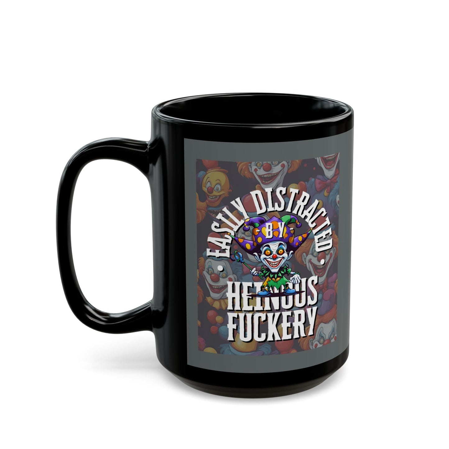 Easily Distracted by Heinous Fuckery Little Jinx Grey Mug by cypherpunkgear.com
