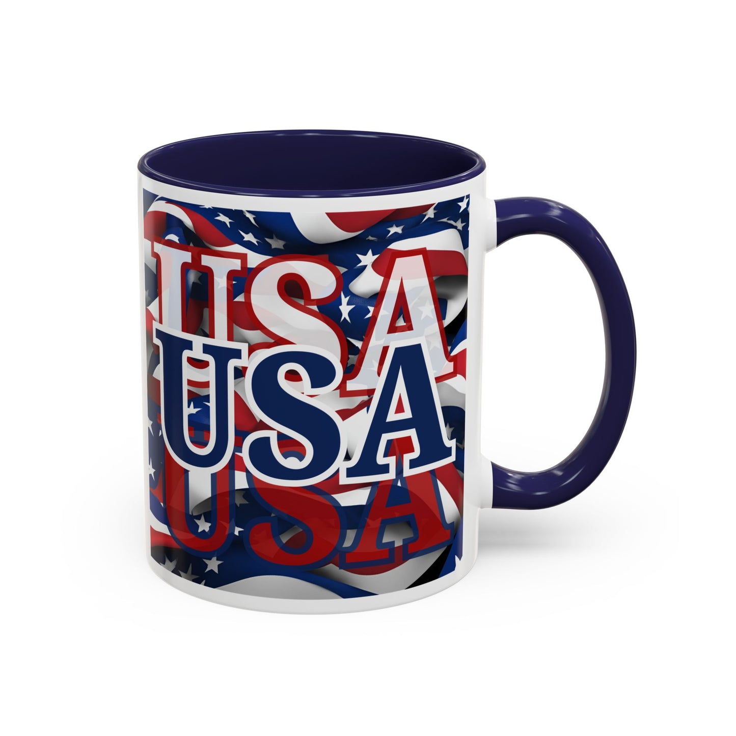 USA Blue font Center Patriot Accent Mug by cypherpunkgear.com