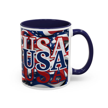 USA Blue font Center Patriot Accent Mug by cypherpunkgear.com