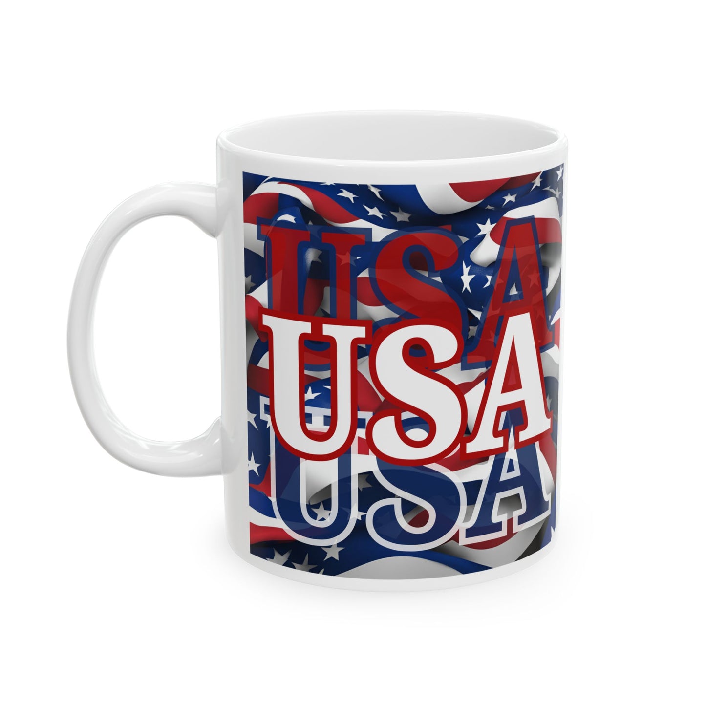 USA White font Center Patriot White Mug by cypherpunkgear.com