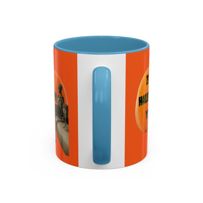 Is it Halloween yet? Skeleton's Giant Pumpkin Orange Accent Mug by CreepyCrafts.boo