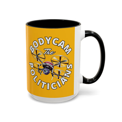 Bodycam the Politicians Drone Yellow Accent Mug by cypherpunkgear.com