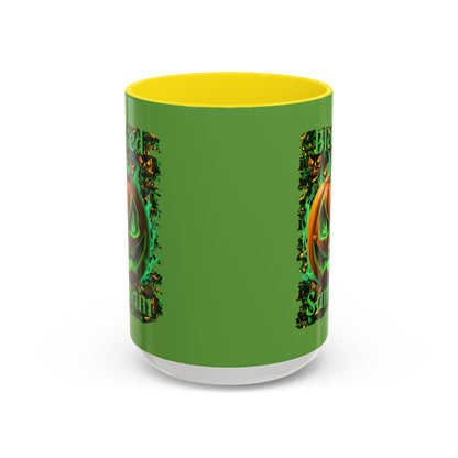 Blessed Samhain Green Jack Green Accent Mug by CreepyCrafts.boo