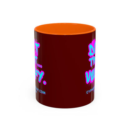 Don't Trust...Verify. Red Accent Mug by cypherpunkgear.com