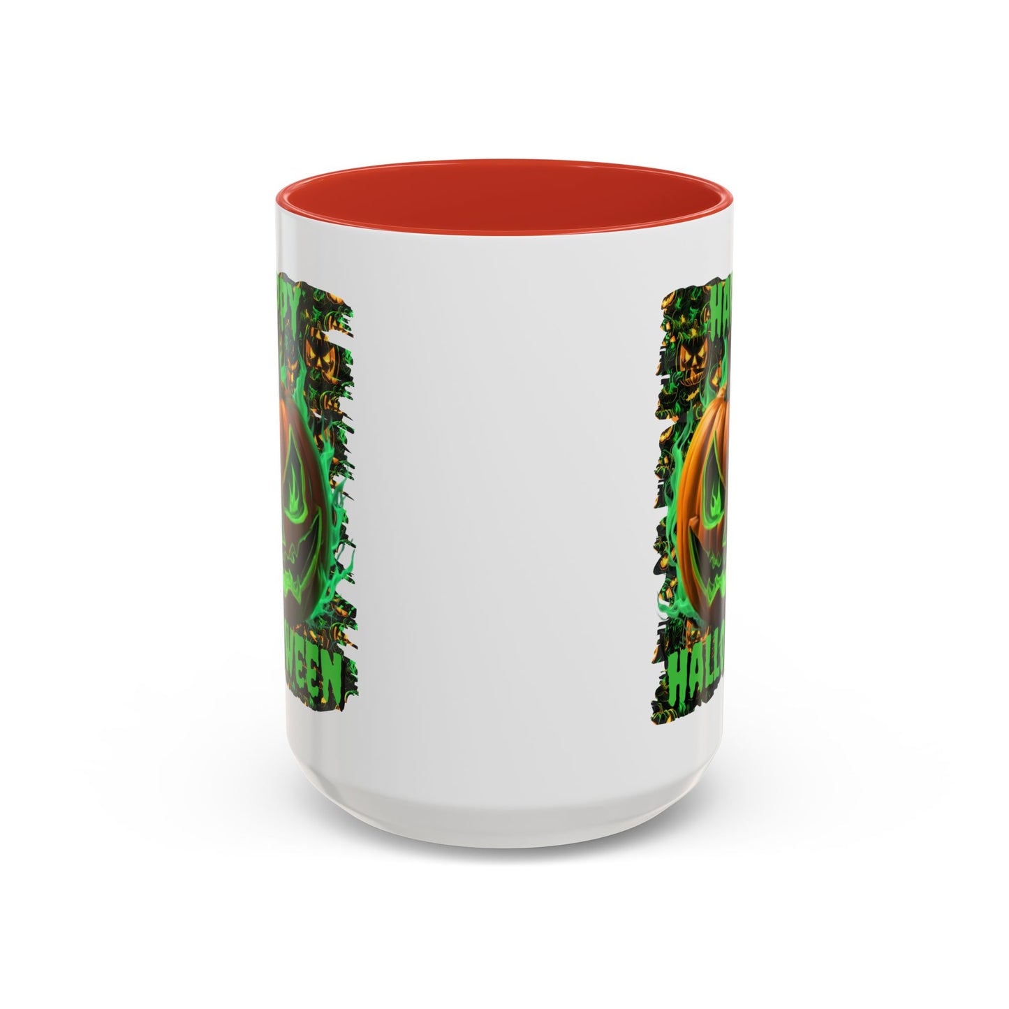 Happy Halloween Green Jack White Accent Mug by CreepyCrafts.boo