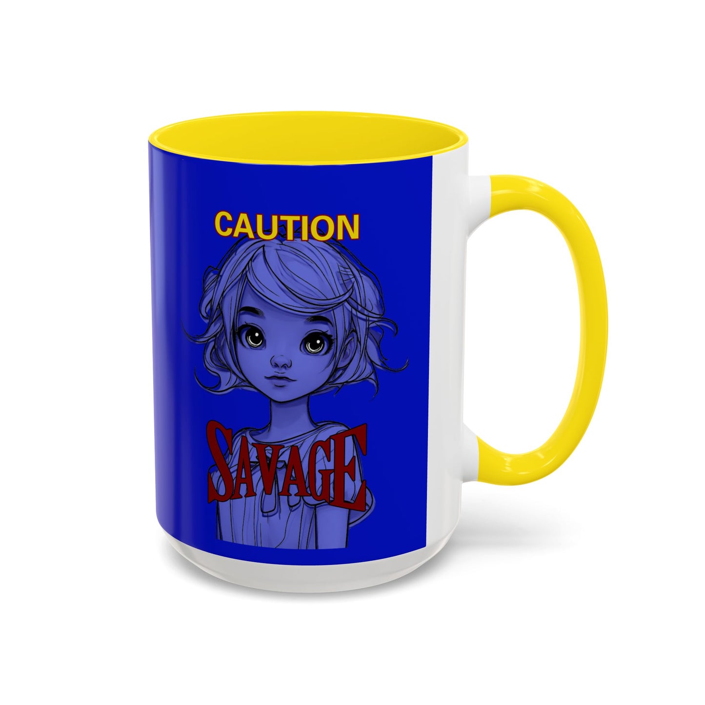 Caution, Savage Dark Blue Accent Mug by cypherpunkgear.com