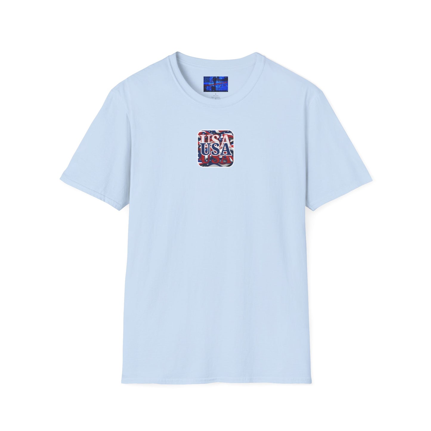 2-sided Red White and BLUE USA Patriot Light colors Unisex T-Shirt by cypherpunkgear.com