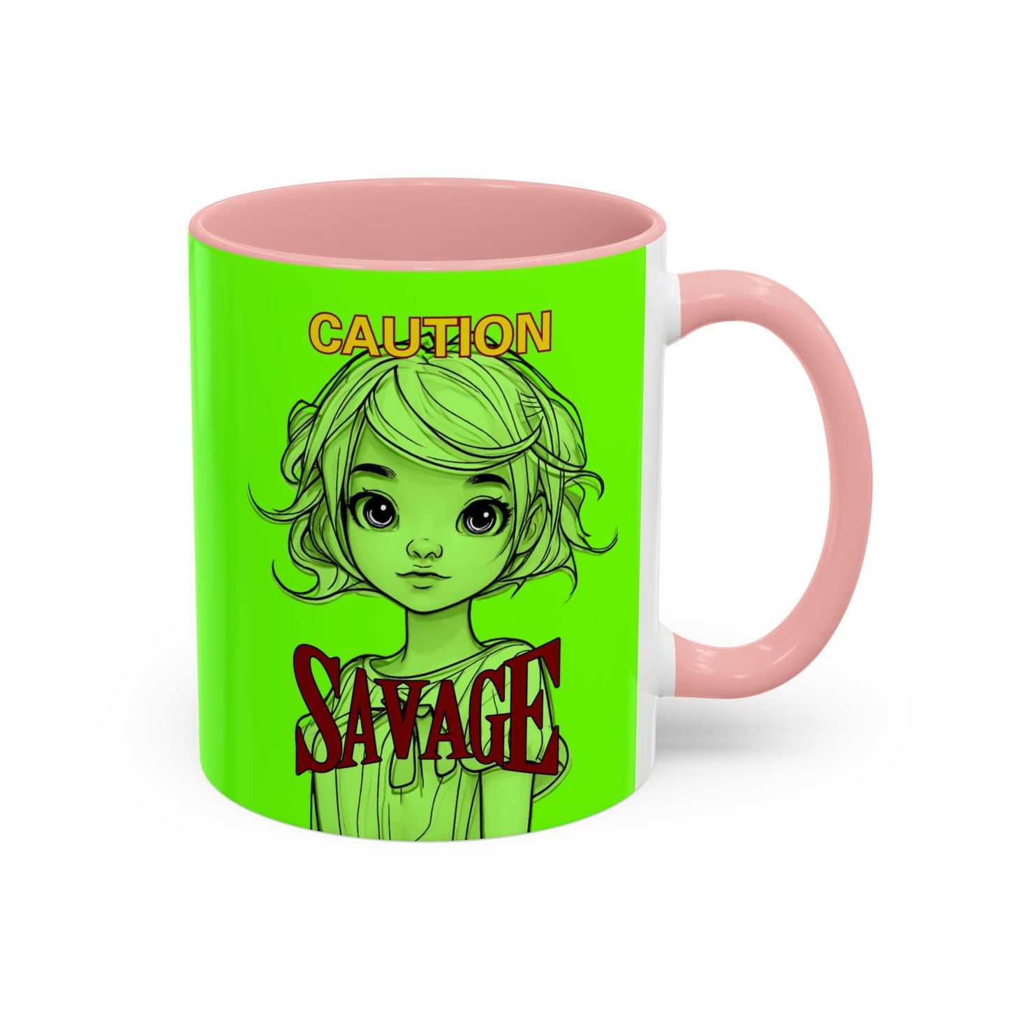 Caution, Savage Light Green Accent Mug by cypherpunkgear.com