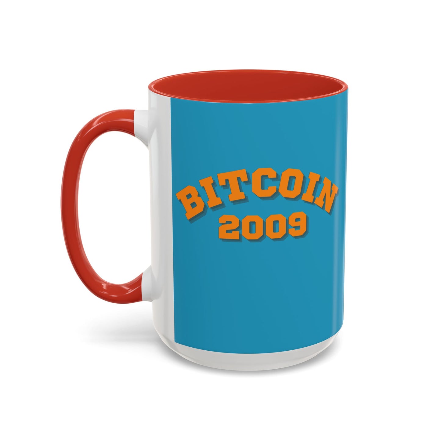 Bitcoin 2009 Turquoise Accent Mug by cypherpunkgear.com