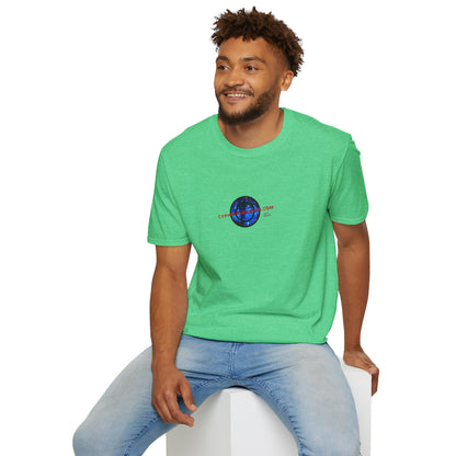 2-sided, cypherpunkgear.com Logo & Cityscape Dark colors Unisex T-Shirt by cypherpunkgear.com