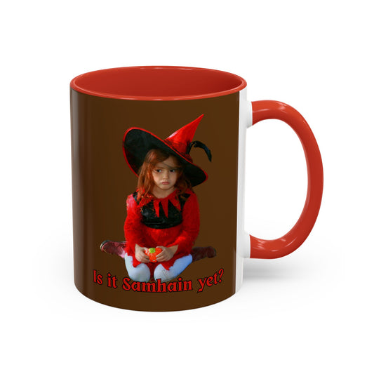 Is it Samhain yet? Brown Accent Mug by CreepyCrafts.boo