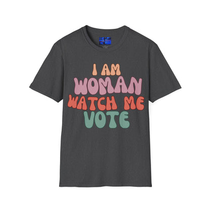 I Am Woman Watch Me Vote Dark colors Unisex T-Shirt by cypherpunkgear.com