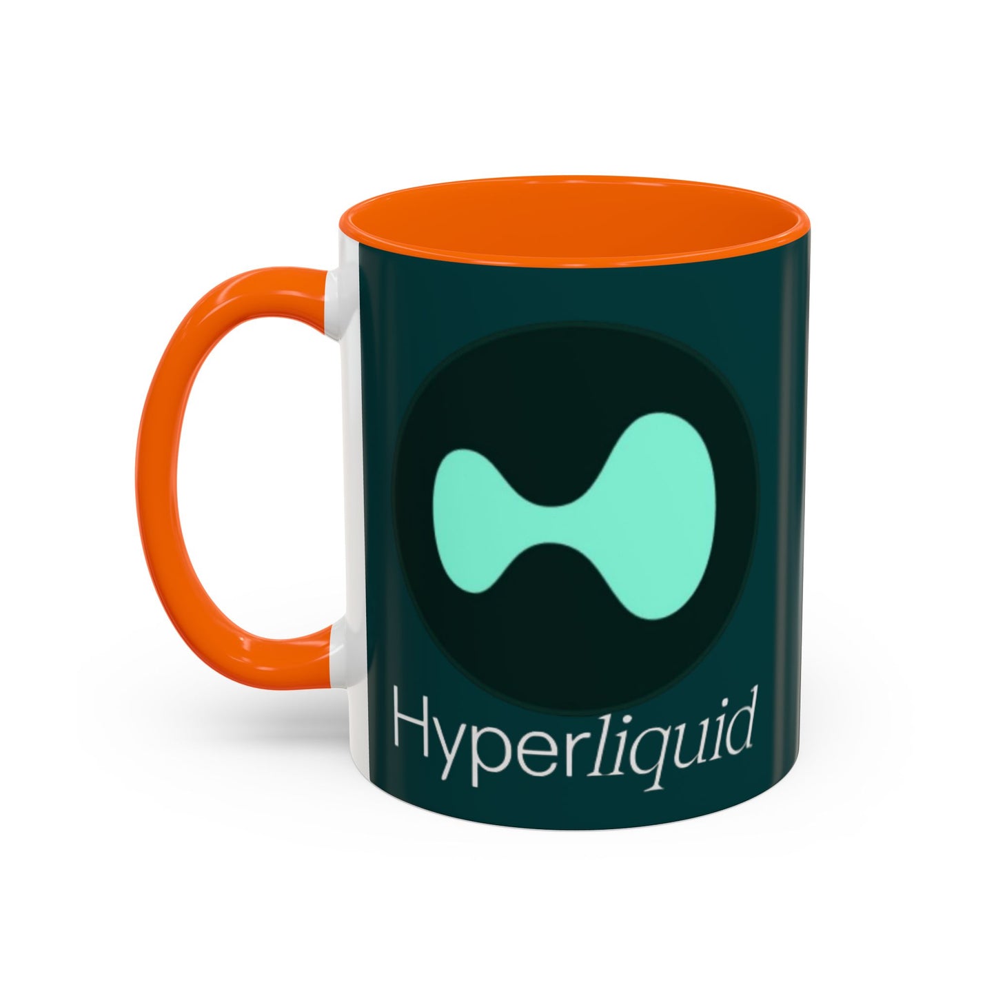 Hyperliquid White font Dark Hyperliquid Accent Mug by cypherpunkgear.com