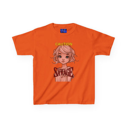 Caution: Small but Savage Kids Heavy Cotton Tee by cypherpunkgear.com
