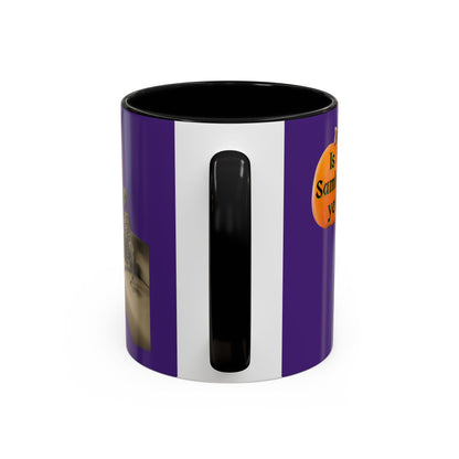 Is it Samhain yet? Skeleton's Pumpkin Purple Accent Mug by CreepyCrafts.boo
