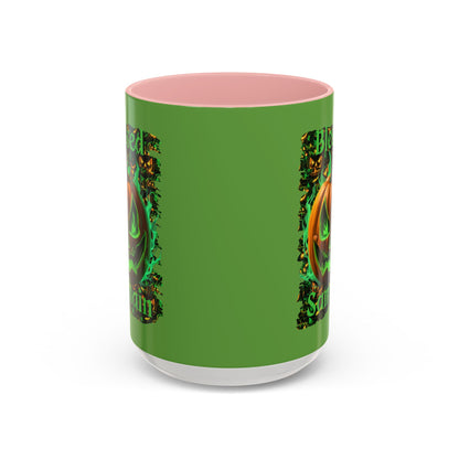 Blessed Samhain Green Jack Green Accent Mug by CreepyCrafts.boo