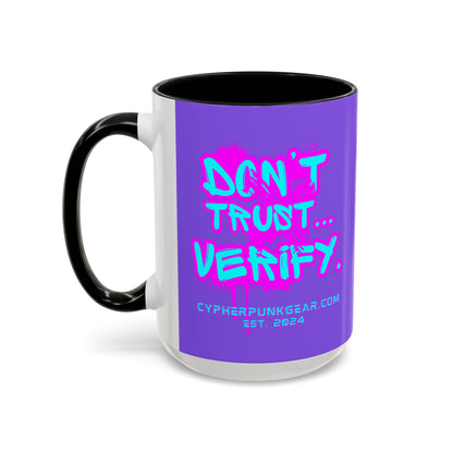 Don't Trust...Verify. Light Purple Accent Mug by cypherpunkgear.com