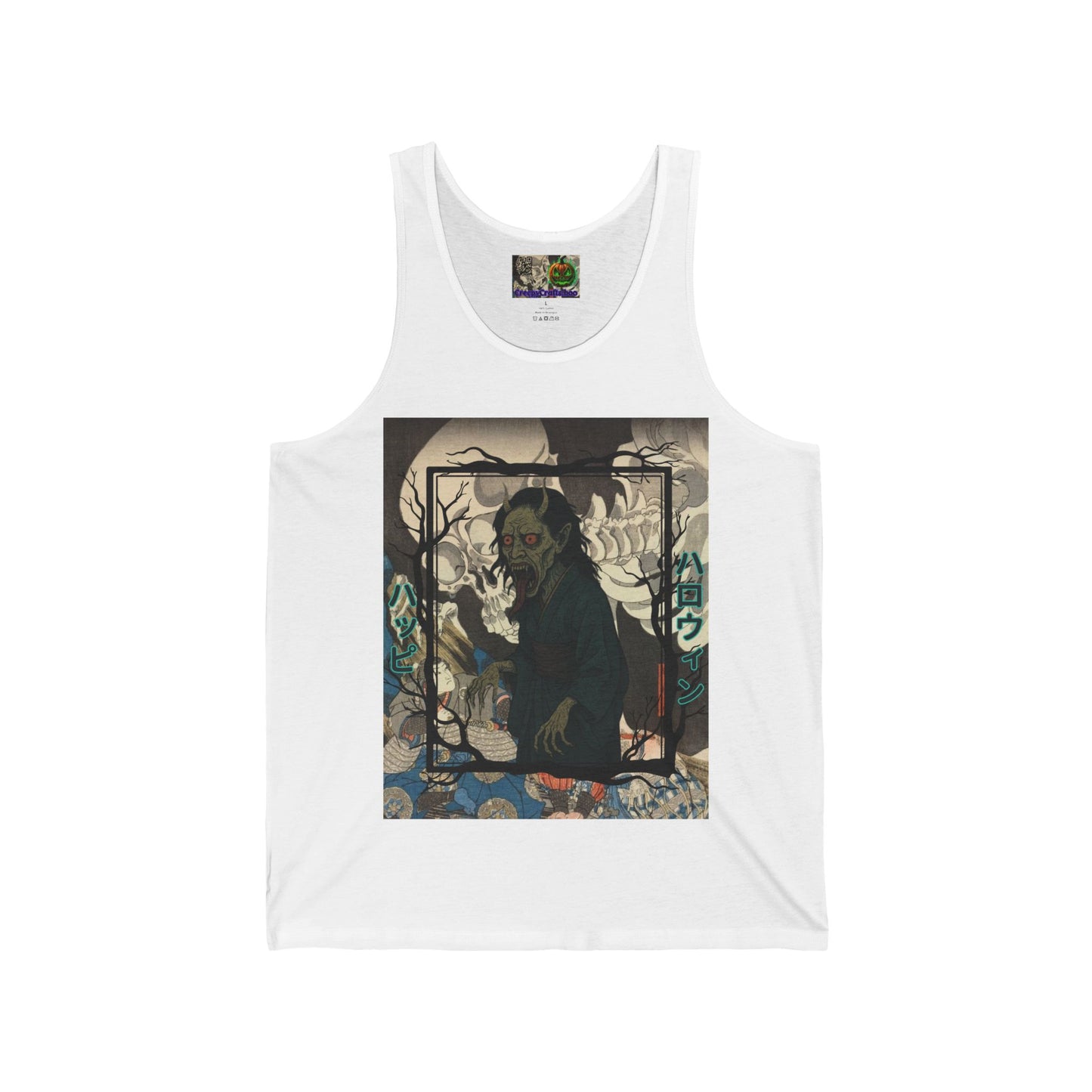 Yōkai Happy Halloween Unisex Jersey Tank Top by CreepyCrafts.boo