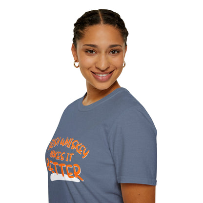 Irish Whiskey makes it better OGfont DKcolors Unisex T-Shirt by cypherpunkgear.com