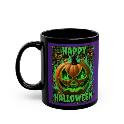 Happy Halloween Green Jack Purple Mug by CreepyCrafts.boo