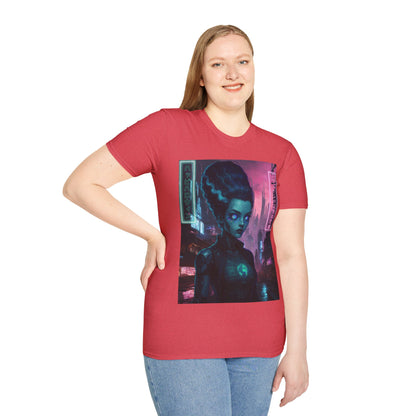 Neon Bride of Frankenstein Light colors Unisex T-Shirt by CreepyCrafts.boo