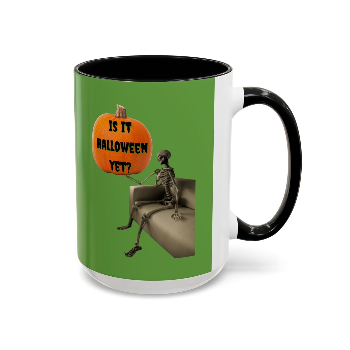 Is it Halloween yet? Skeleton's Pumpkin Accent Mug by CreepyCrafts.boo