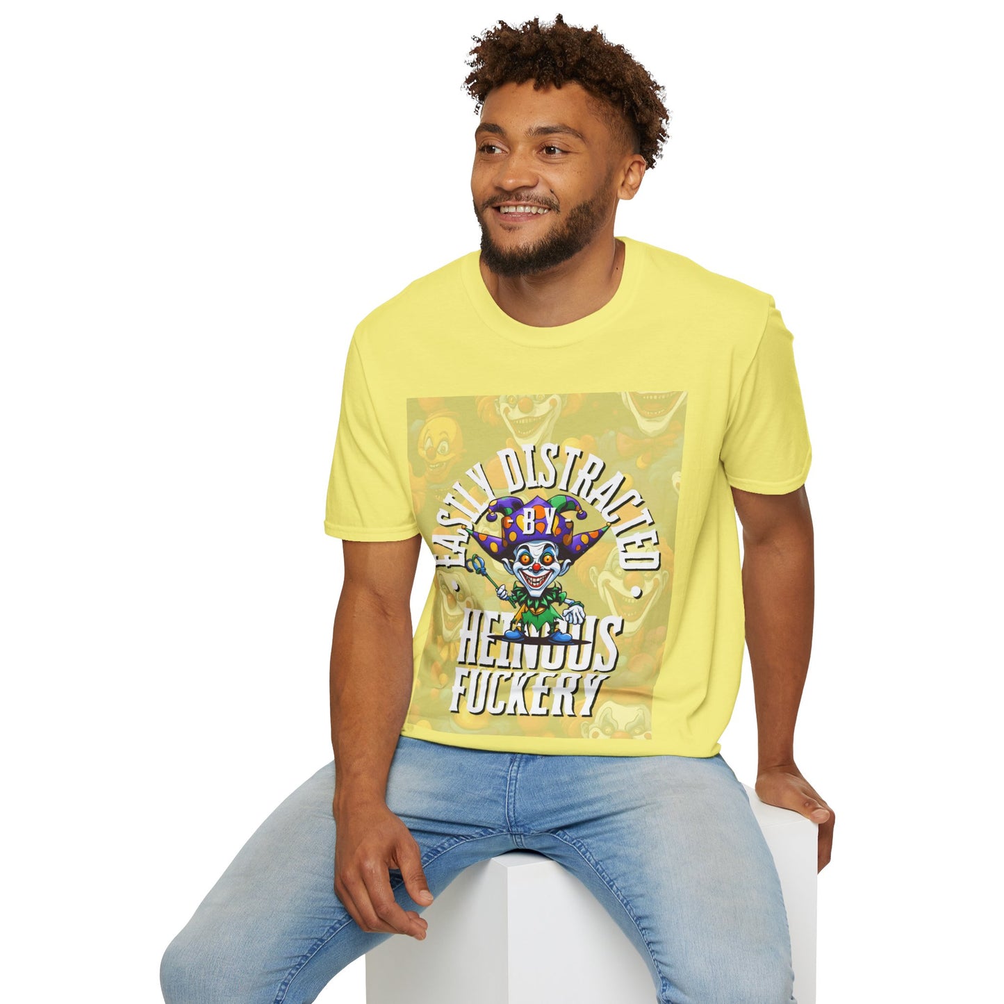 Easily Distracted by Heinous Fuckery Little Jincs LTcolors Unisex T-Shirt by cypherpunkgear