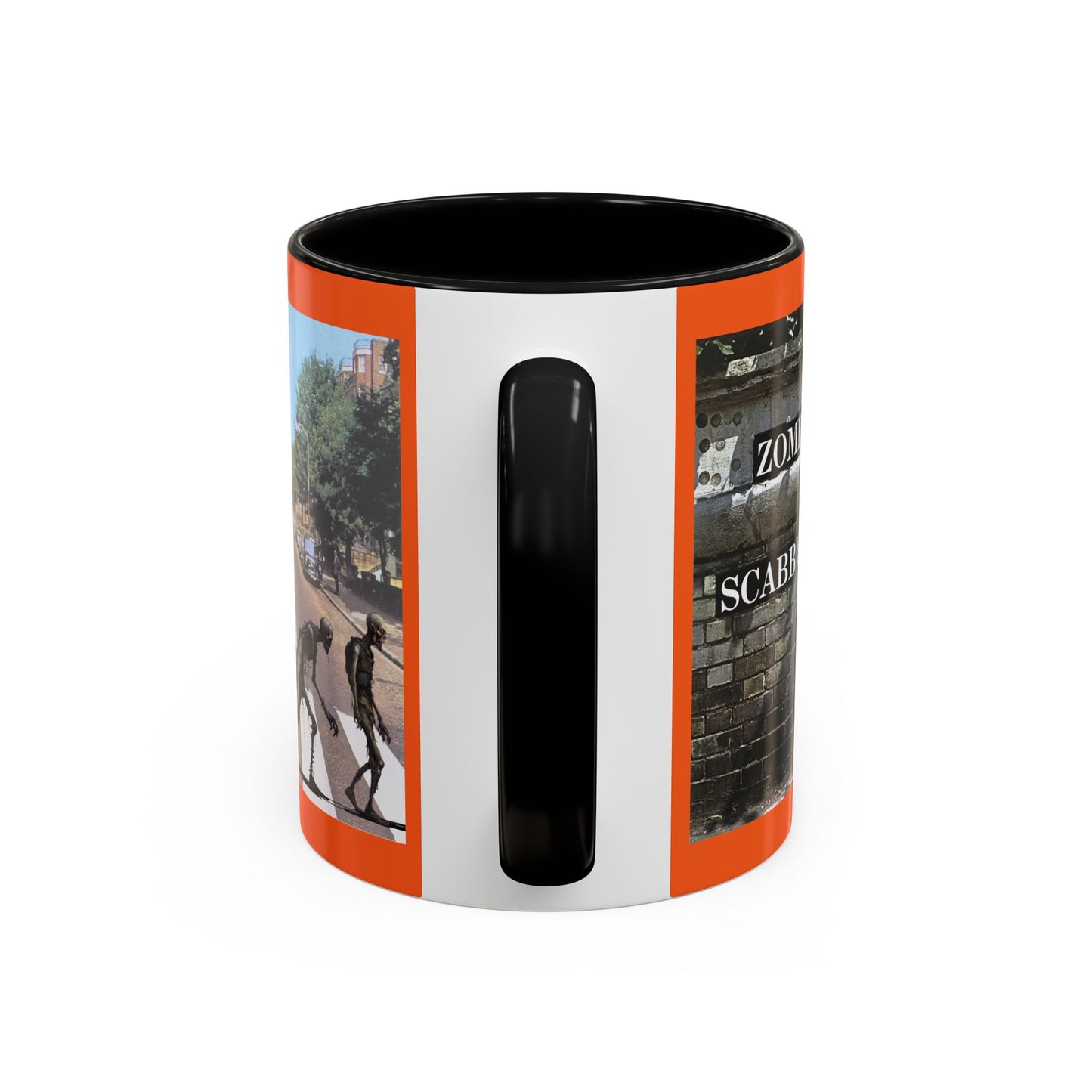 2-sided, Scabby Road Orange Accent Mug by CreepyCrafts.boo