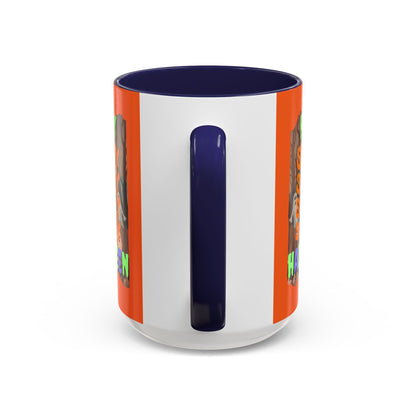 Spooky Happy Halloween Ghost Mixed font Orange Accent Mug by CreepyCrafts.boo