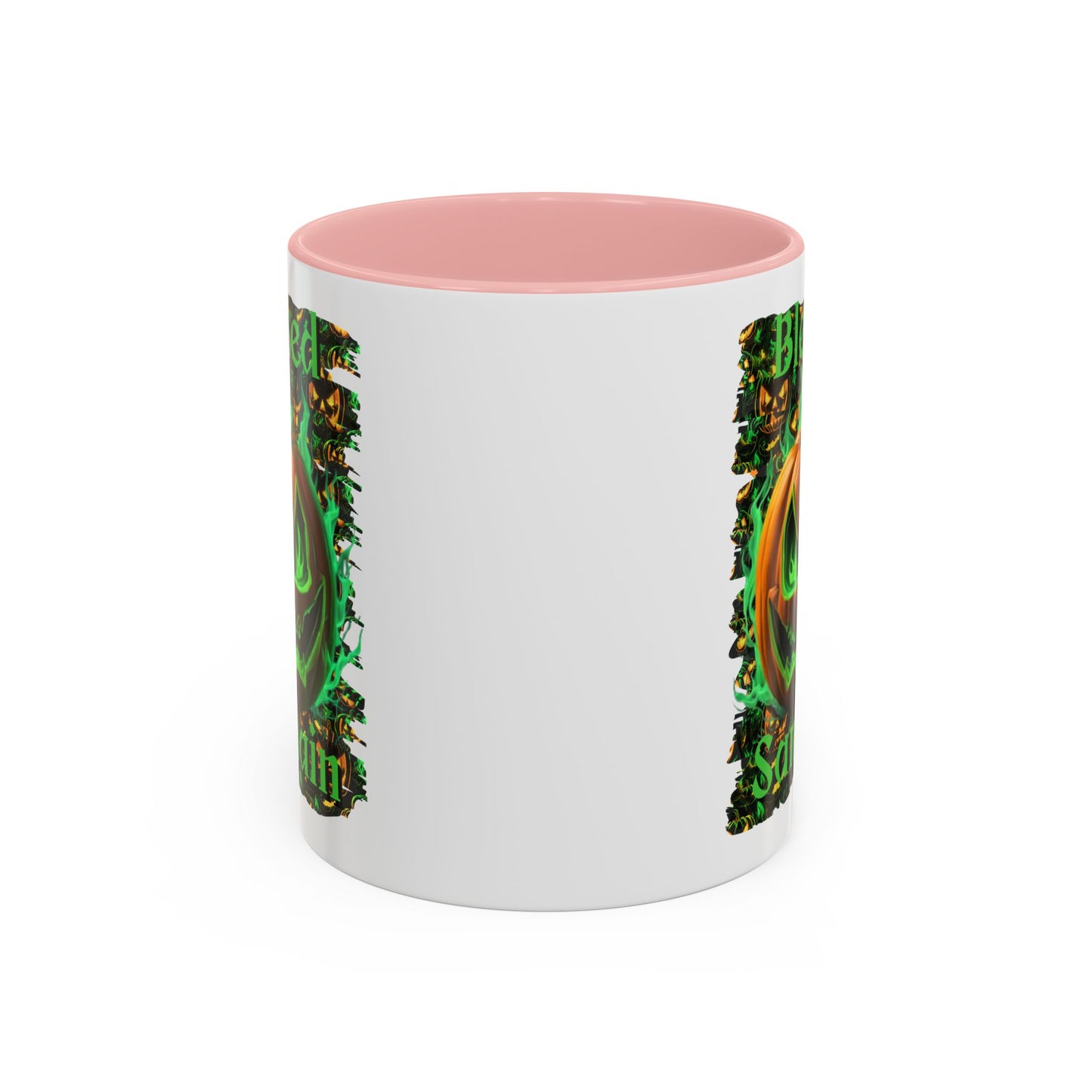 Blessed Samhain Green Jack White Accent Mug by CreepyCrafts.boo