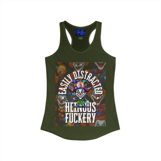 Easily Distracted by Heinous Fuckery Little Jinx Women's Racerback Tank Top by cypherpunkgear.com