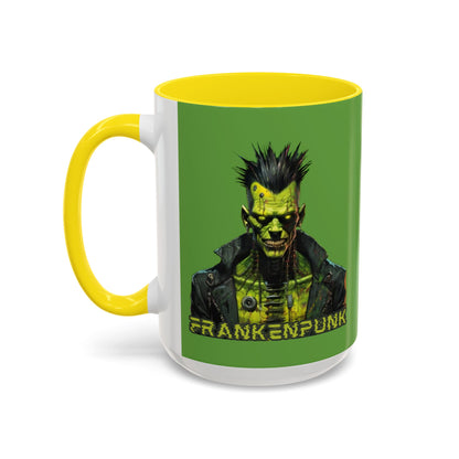 Frankenpunk Green Accent Mug by CreepyCrafts.boo