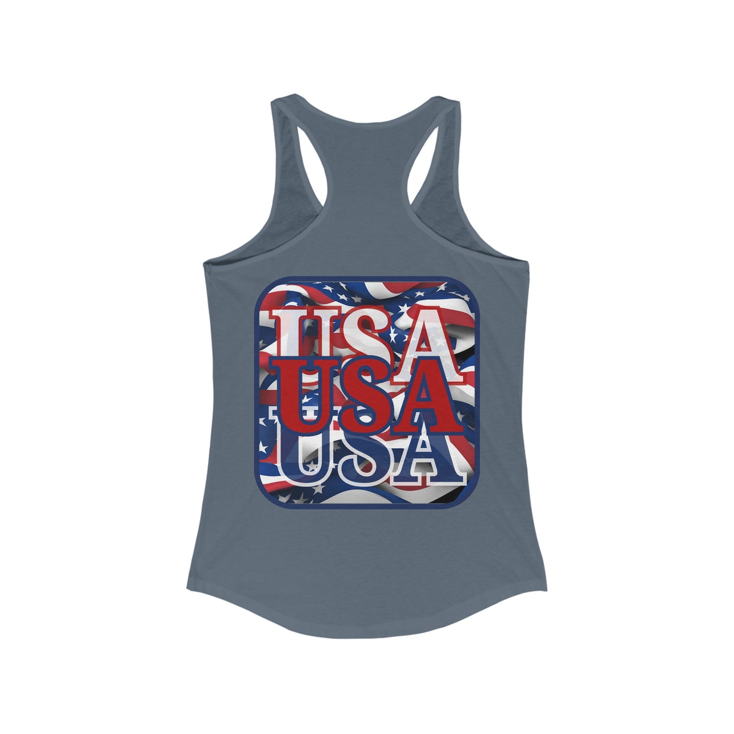 2-sided RED White and Blue USA Patriot Women's Racerback Tank Top by cypherpunkgear