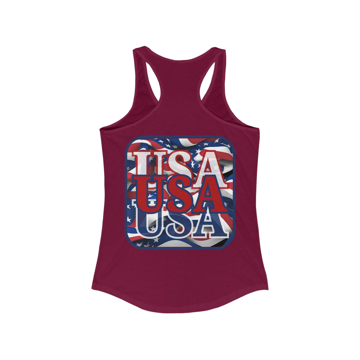 2-sided RED White and Blue USA Patriot Women's Racerback Tank Top by cypherpunkgear