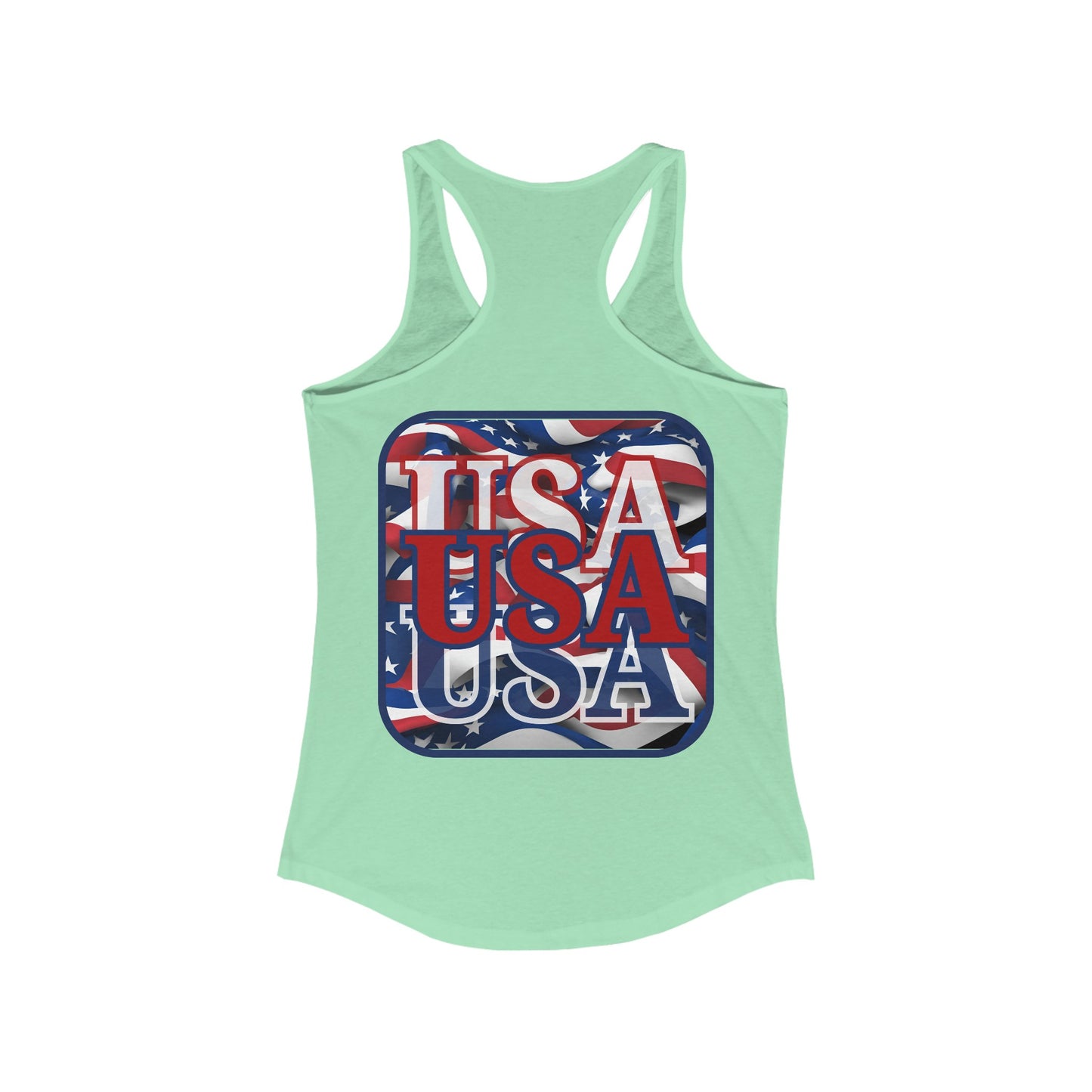 2-sided RED White and Blue USA Patriot Women's Racerback Tank Top by cypherpunkgear