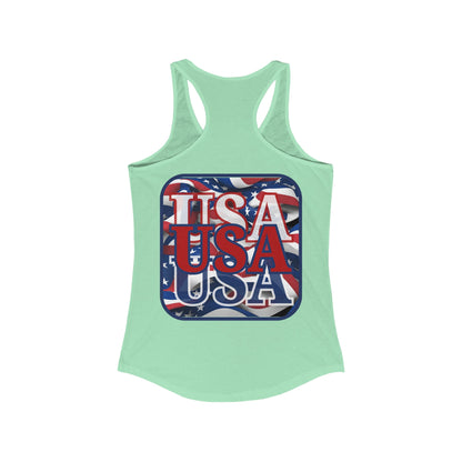 2-sided RED White and Blue USA Patriot Women's Racerback Tank Top by cypherpunkgear