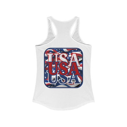 2-sided RED White and Blue USA Patriot Women's Racerback Tank Top by cypherpunkgear