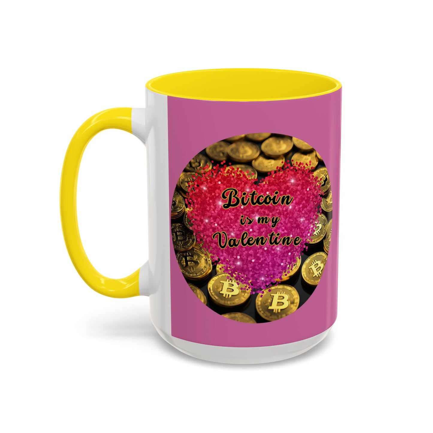 Bitcoin is My Valentine Pink Accent Mug by cypherpunkgear.com