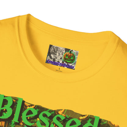 Blessed Samhain Green Jack Light colors Unisex T-Shirt by CreepyCrafts.boo