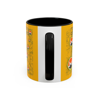 Monero (XMR) don't assume your freedoms are assured Yellow Accent Mug by cypherpunkgear.com