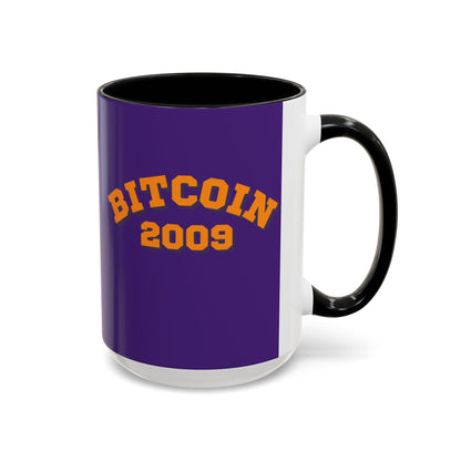Bitcoin 2009 Dark Purple Accent Mug by cypherpunkgear.com