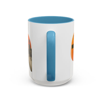 Is it Halloween yet? Skeleton's Giant Pumpkin White Accent Mug by CreepyCrafts.boo