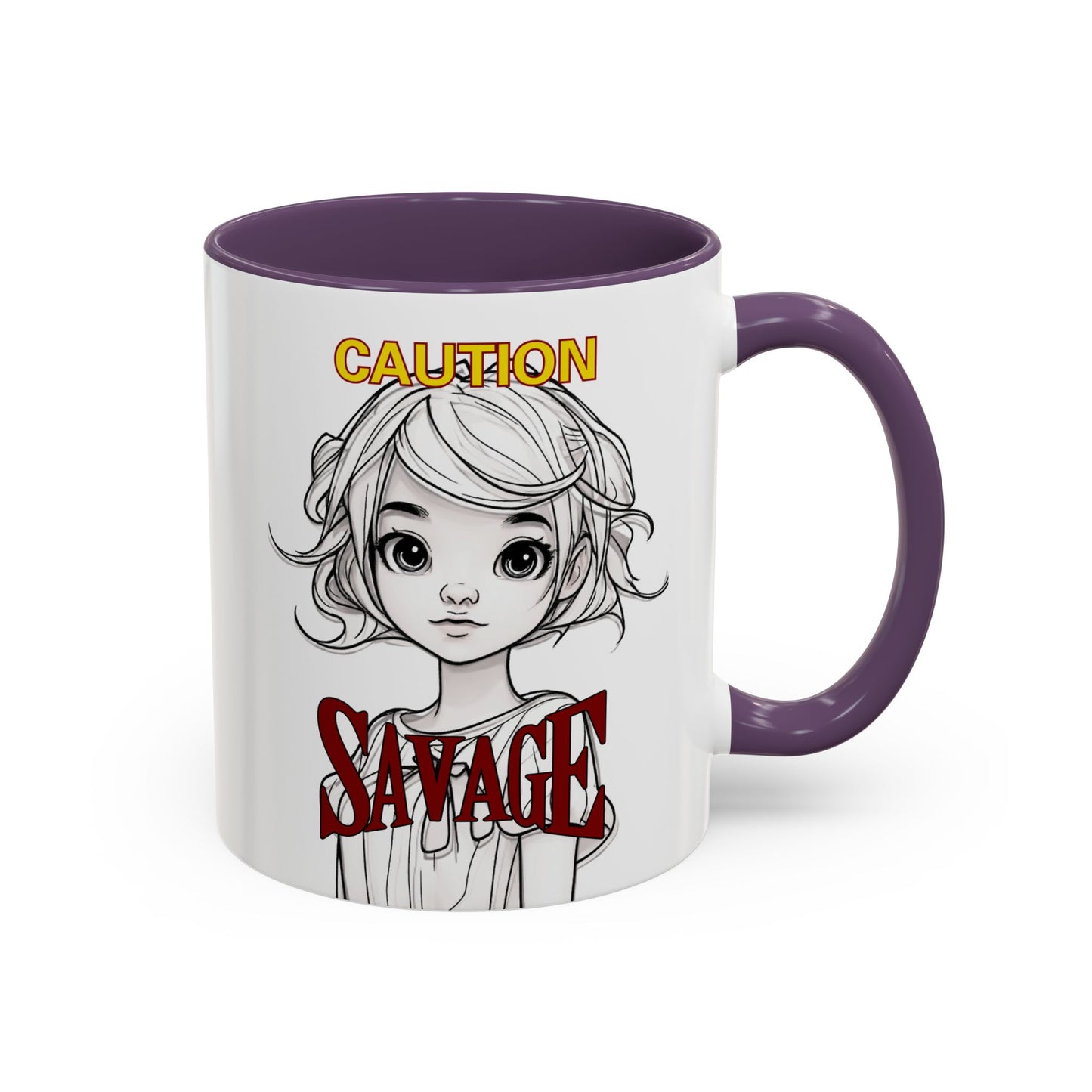 Caution, Savage White Accent Mug by cypherpunkgear.com