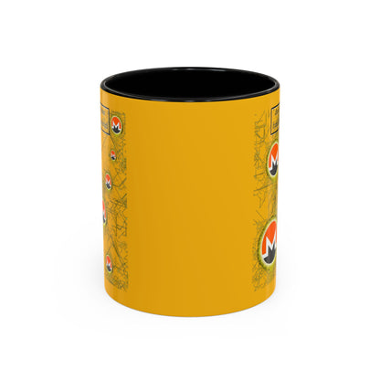 Monero (XMR) don't assume your freedoms are assured Yellow Accent Mug by cypherpunkgear.com