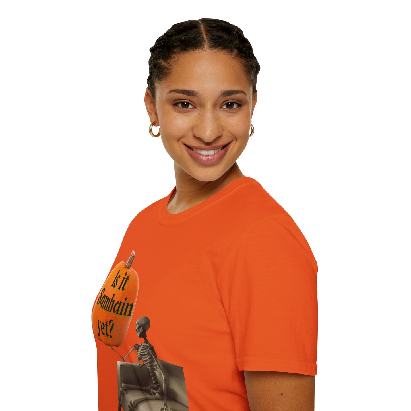 Is it Samhain yet? Skeleton's Pumpkin Light colors Unisex T-Shirt by CreepyCrafts.boo