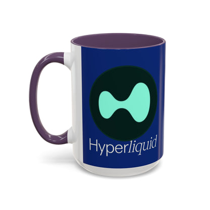 Hyperliquid White font Blue Accent Mug by cypherpunkgear.com