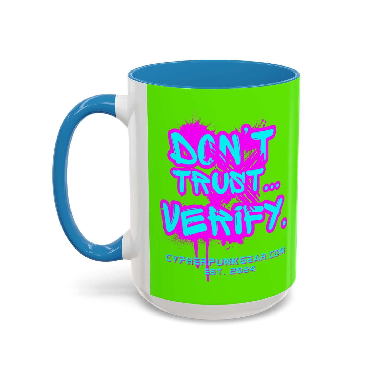 Don't Trust...Verify. Green Accent Mug by cypherpunkgear.com