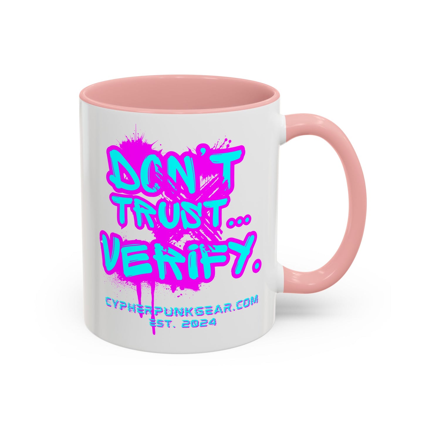 Don't Trust...Verify. White Accent Mug by cypherpunkgear.com