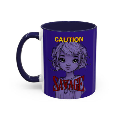 Caution, Savage Dark Purple Accent Mug by cypherpunkgear.com
